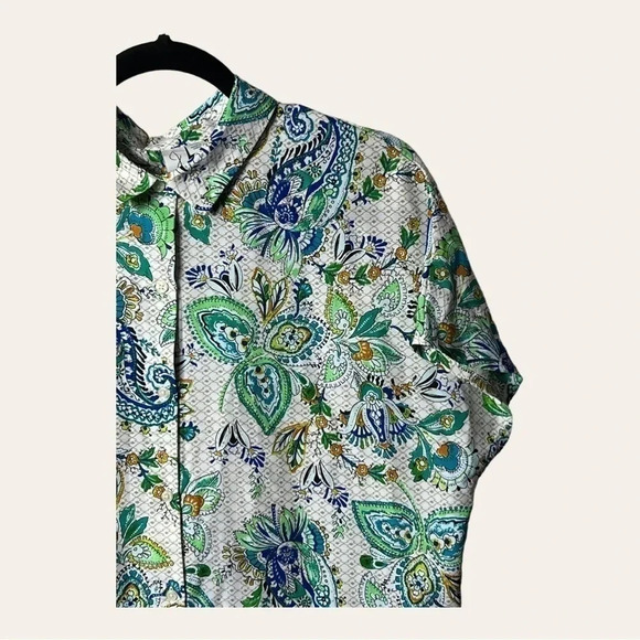 0967. JOIE SHORT SLEEVE TOP MULTICOLOR SIZE MEDIUM - Picture 2 of 9